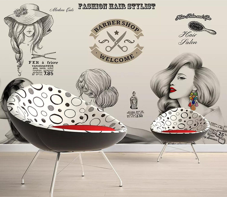 3D Model Hair Styling WC796 Wall Murals