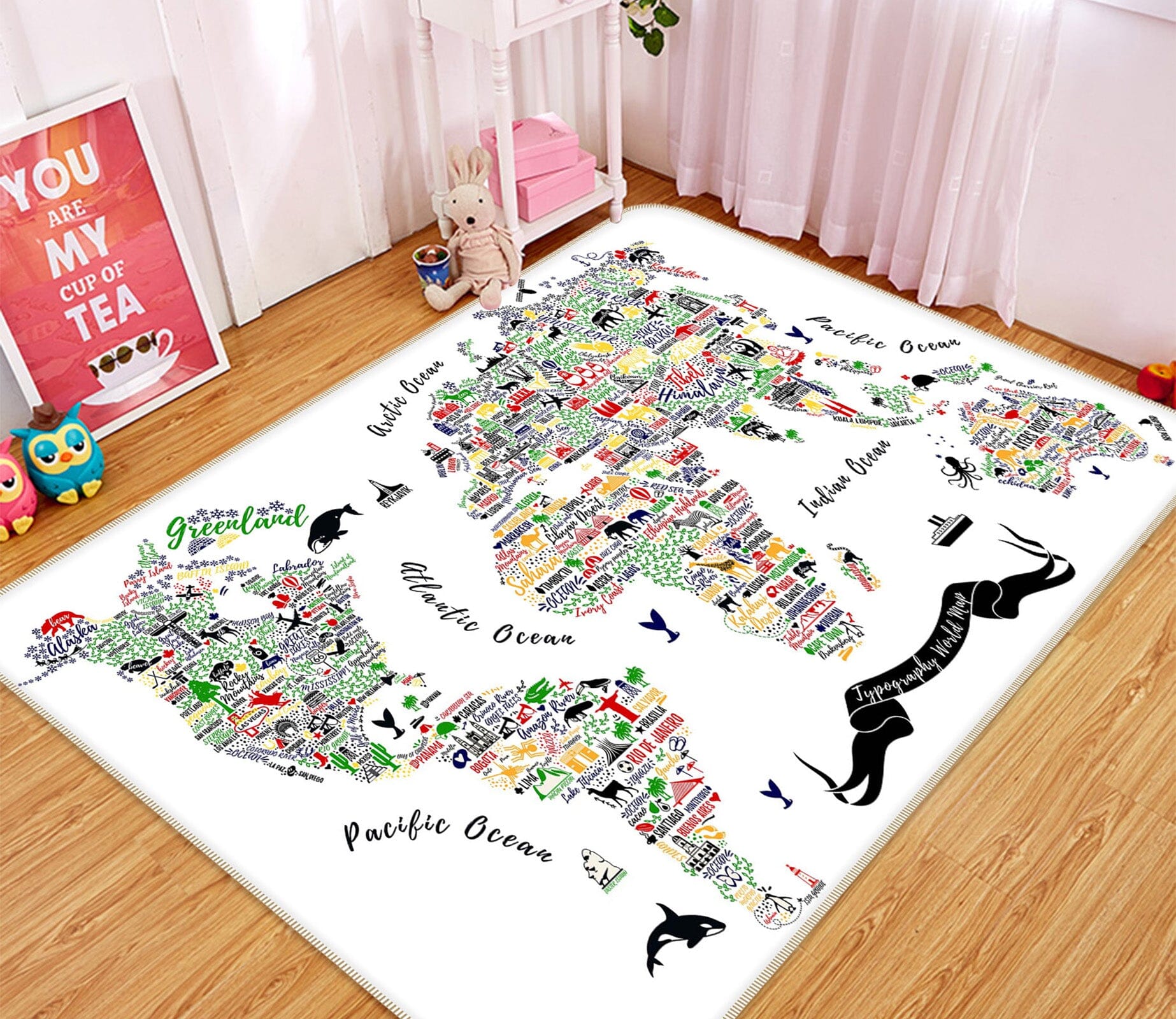 3D Color Painting 264 World Map Non Slip Rug Mat Mat AJ Creativity Home 