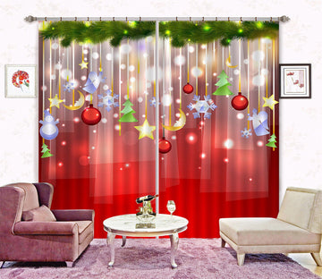 3D Shiny Ball Ornaments 45 Curtains Drapes Curtains AJ Creativity Home 