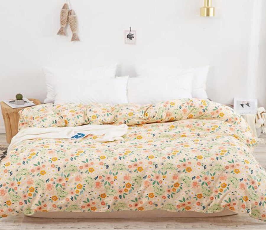 3D Light Yellow Floral 4063 Bed Pillowcases Quilt