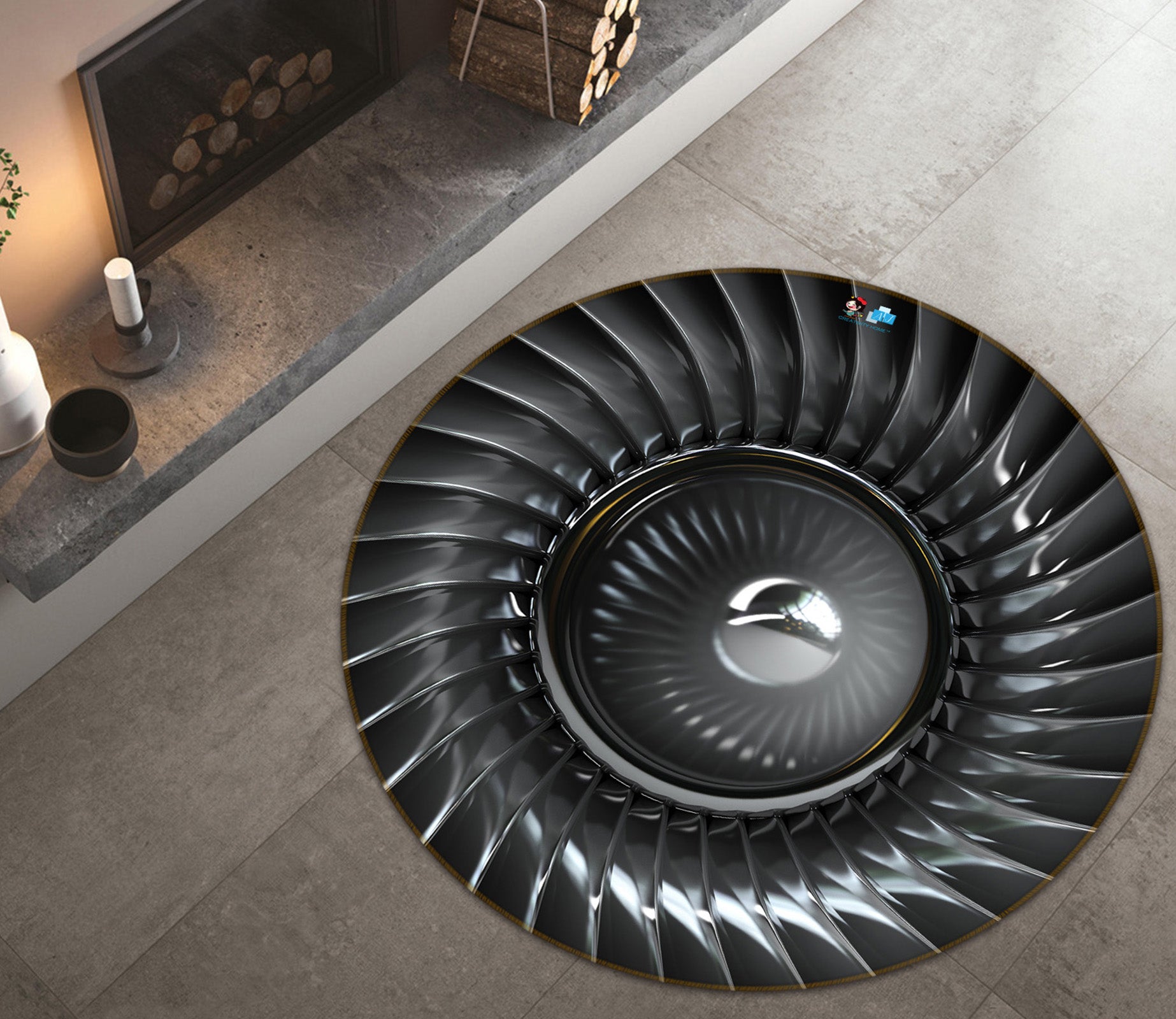 3D Spiral Staircase 74139 Round Non Slip Rug Mat