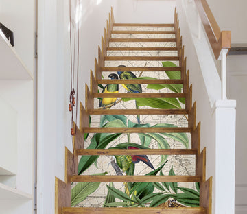 3D Green Bird Leaves 11058 Andrea Haase Stair Risers
