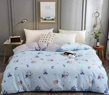 3D Light Blue Background Blue Flower 3107 Bed Pillowcases Quilt