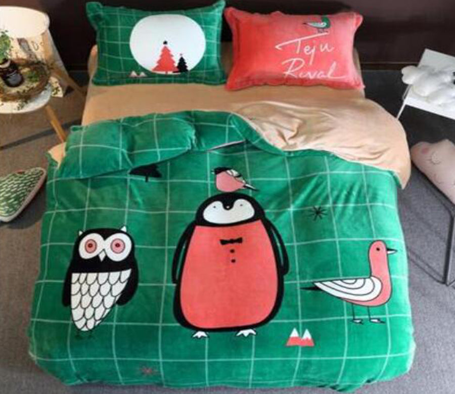 3D Cartoon Penguin 18010 Bed Pillowcases Quilt