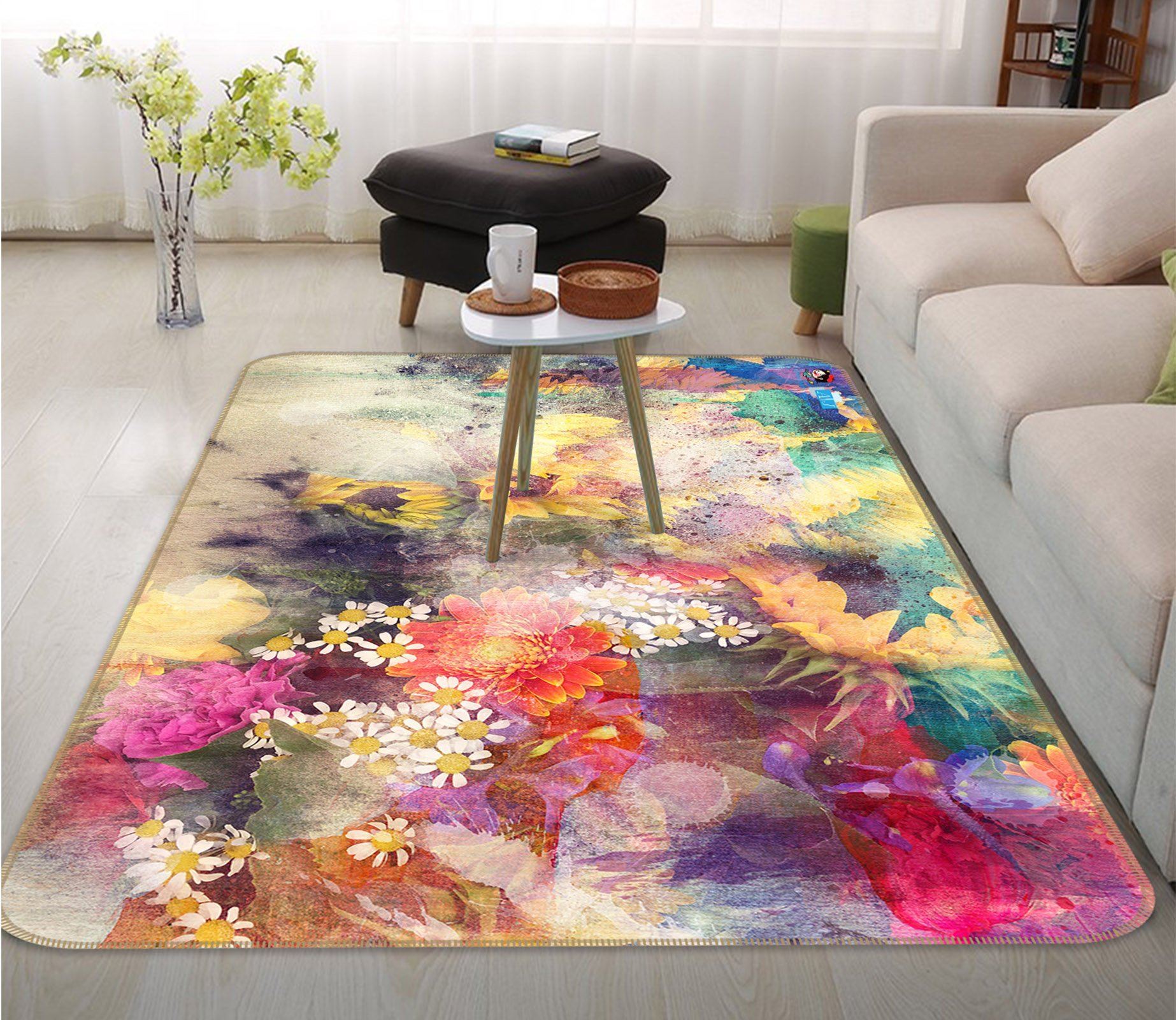 3D Hazy Sunflower 36 Non Slip Rug Mat Mat AJ Creativity Home 
