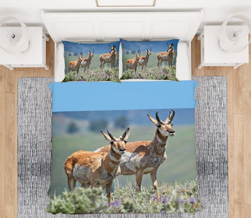 3D Pronghorn Antelope 2101 Kathy Barefield Bedding Bed Pillowcases Quilt Quiet Covers AJ Creativity Home 