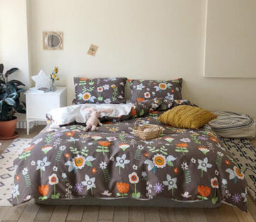 3D Brown Background Flowers 30062 Bed Pillowcases Quilt