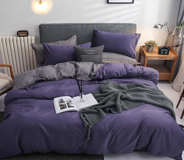 3D Purple Dark Gray 12117 Bed Pillowcases Quilt