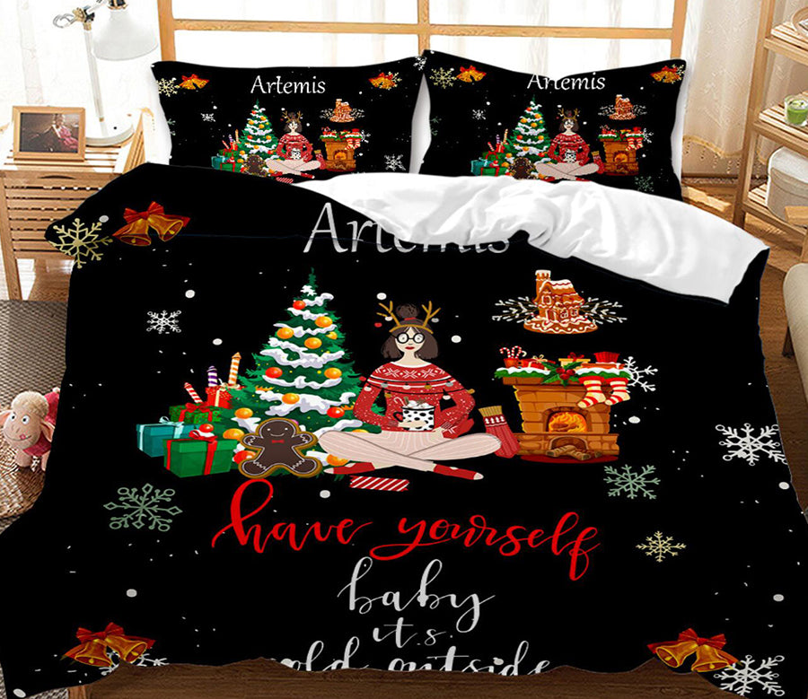 3D Christmas Girl 46007 Christmas Quilt Duvet Cover Xmas Bed Pillowcases