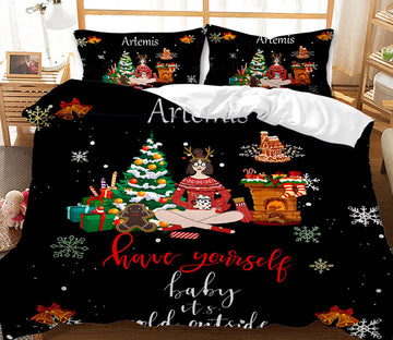 3D Christmas Girl 46007 Christmas Quilt Duvet Cover Xmas Bed Pillowcases