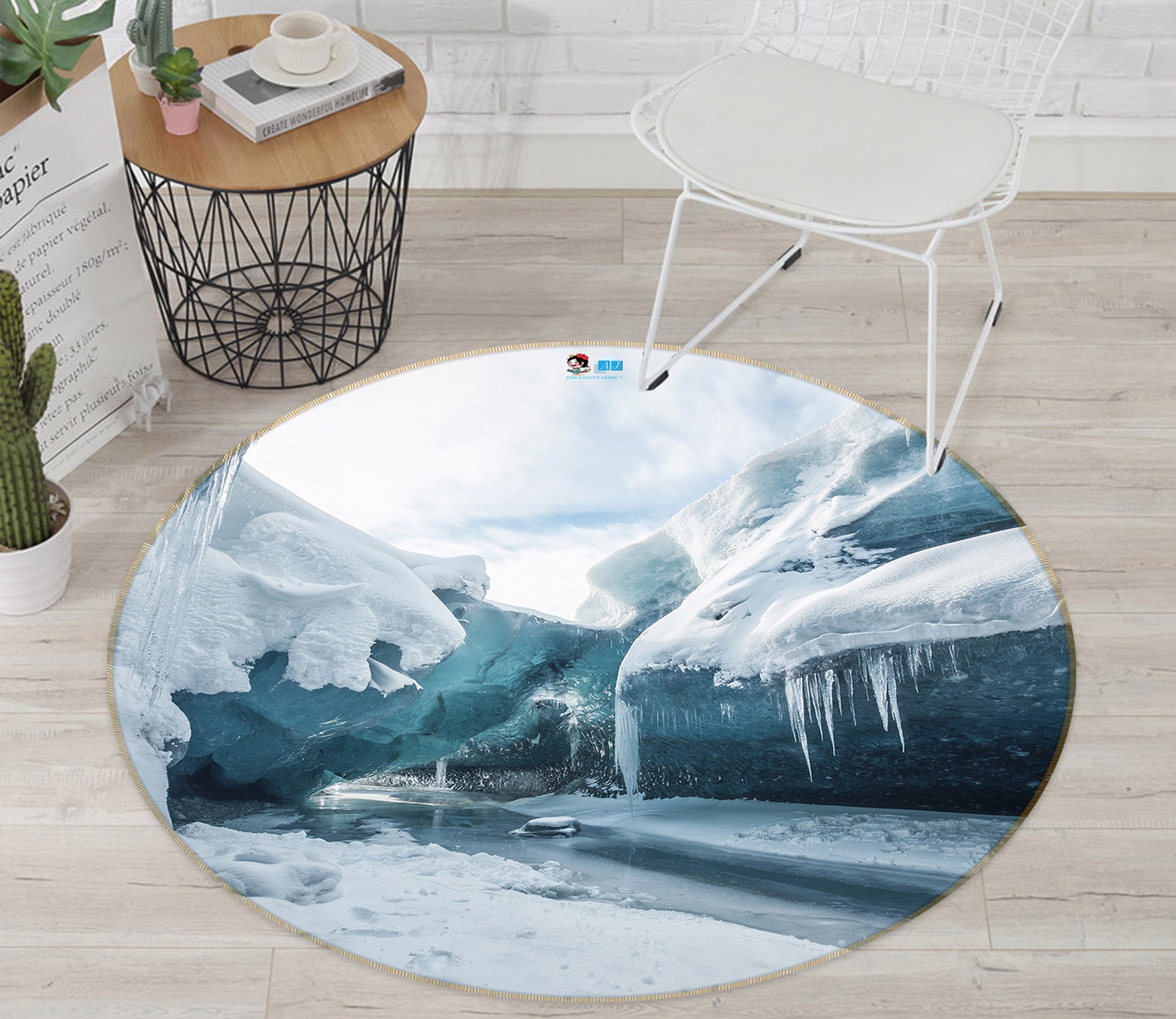 3D Glacier 80220 Round Non Slip Rug Mat
