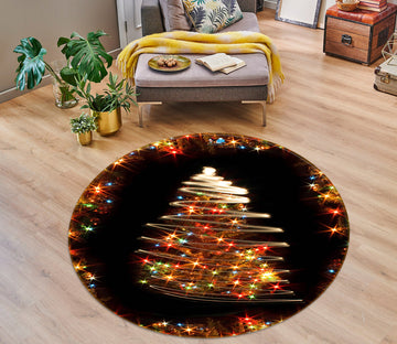 3D Color String Lights 54114 Christmas Round Non Slip Rug Mat Xmas
