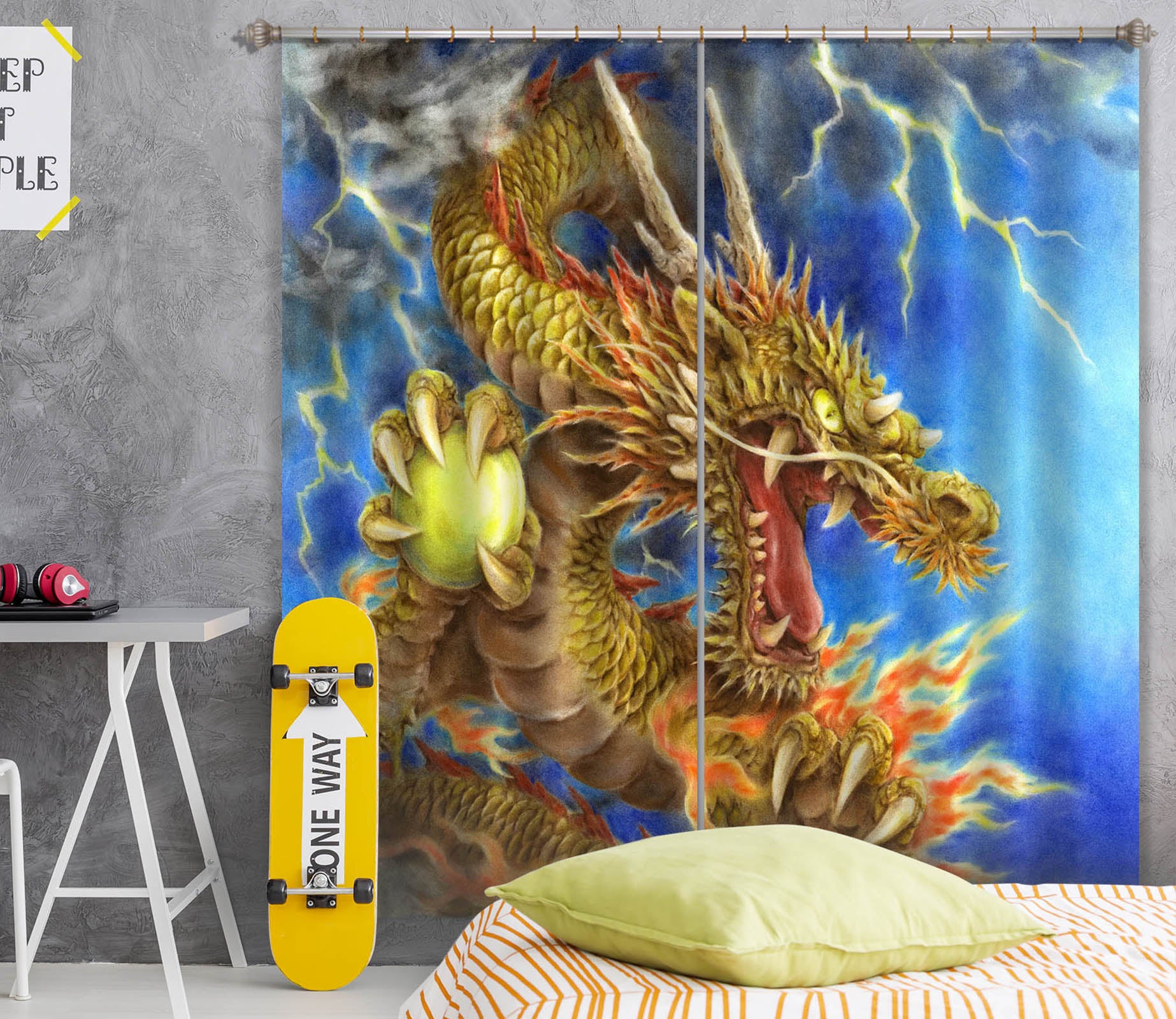 3D Dragon Cloud 9030 Kayomi Harai Curtain Curtains Drapes