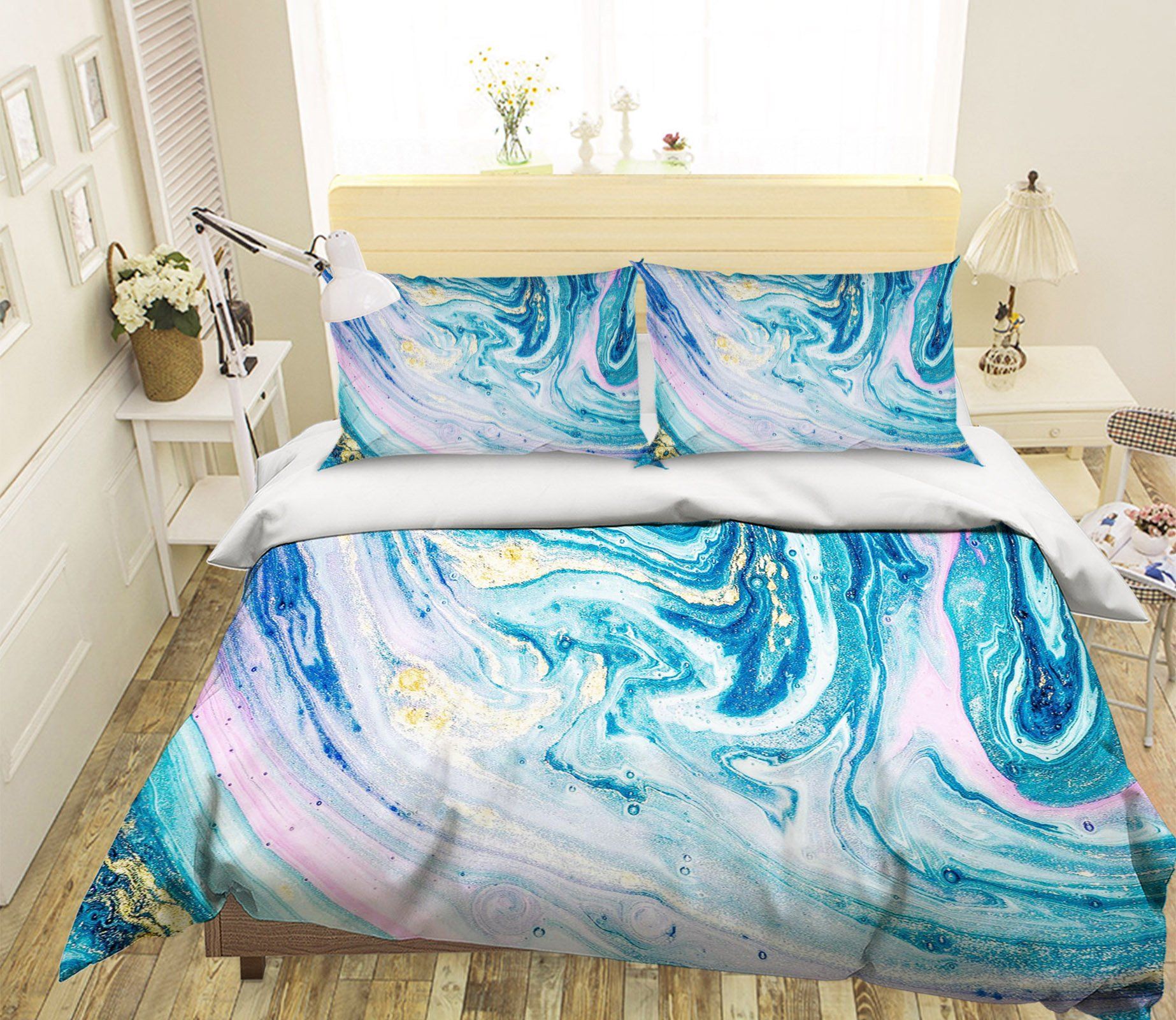 3D Beautiful Light Blue 080 Bed Pillowcases Quilt Wallpaper AJ Wallpaper 