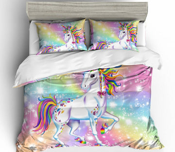 3D Colorful Unicorn 1009 Bed Pillowcases Quilt