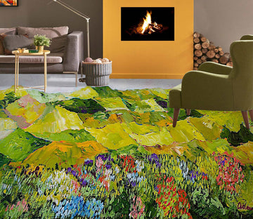 3D Green Hillside Flowers Grass 9606 Allan P. Friedlander Floor Mural
