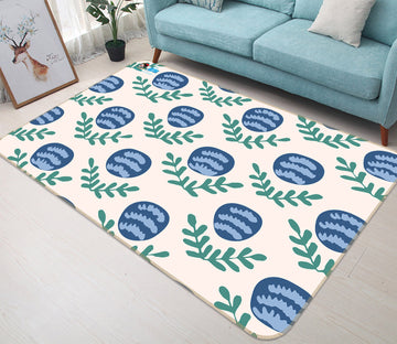 3D Blue Flowers 107111 Kashmira Jayaprakash Rug Non Slip Rug Mat