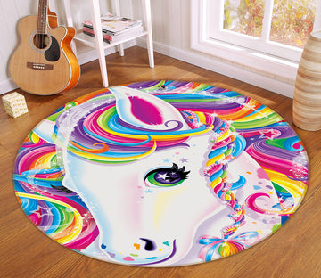 3D Color Horse 74004 Round Non Slip Rug Mat