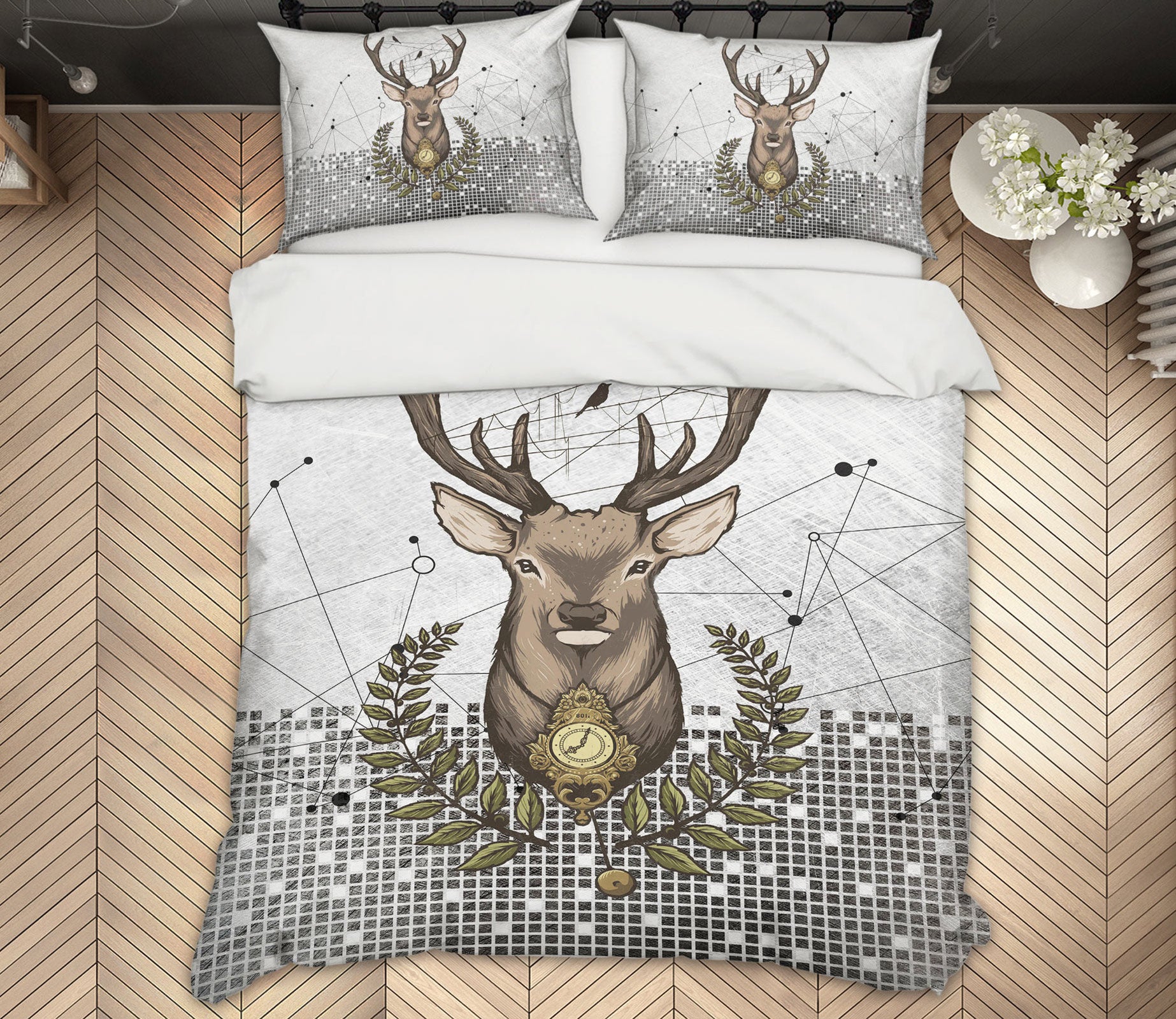 3D Deer Head 12085 Bed Pillowcases Quilt