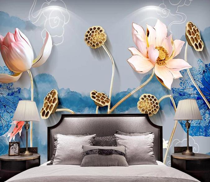 3D Lotus 1265 Wall Murals Wallpaper AJ Wallpaper 2 