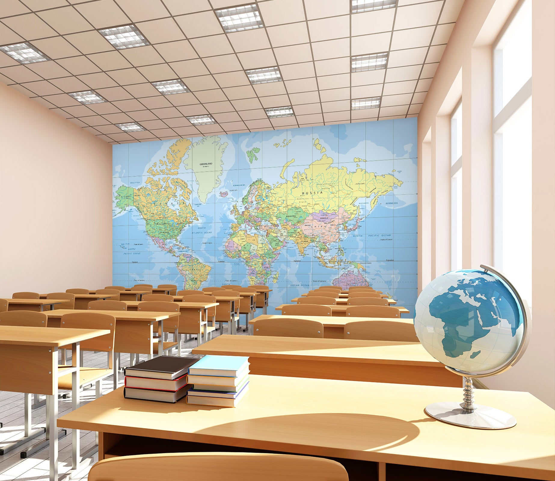 3D World Map 174 Wall Murals