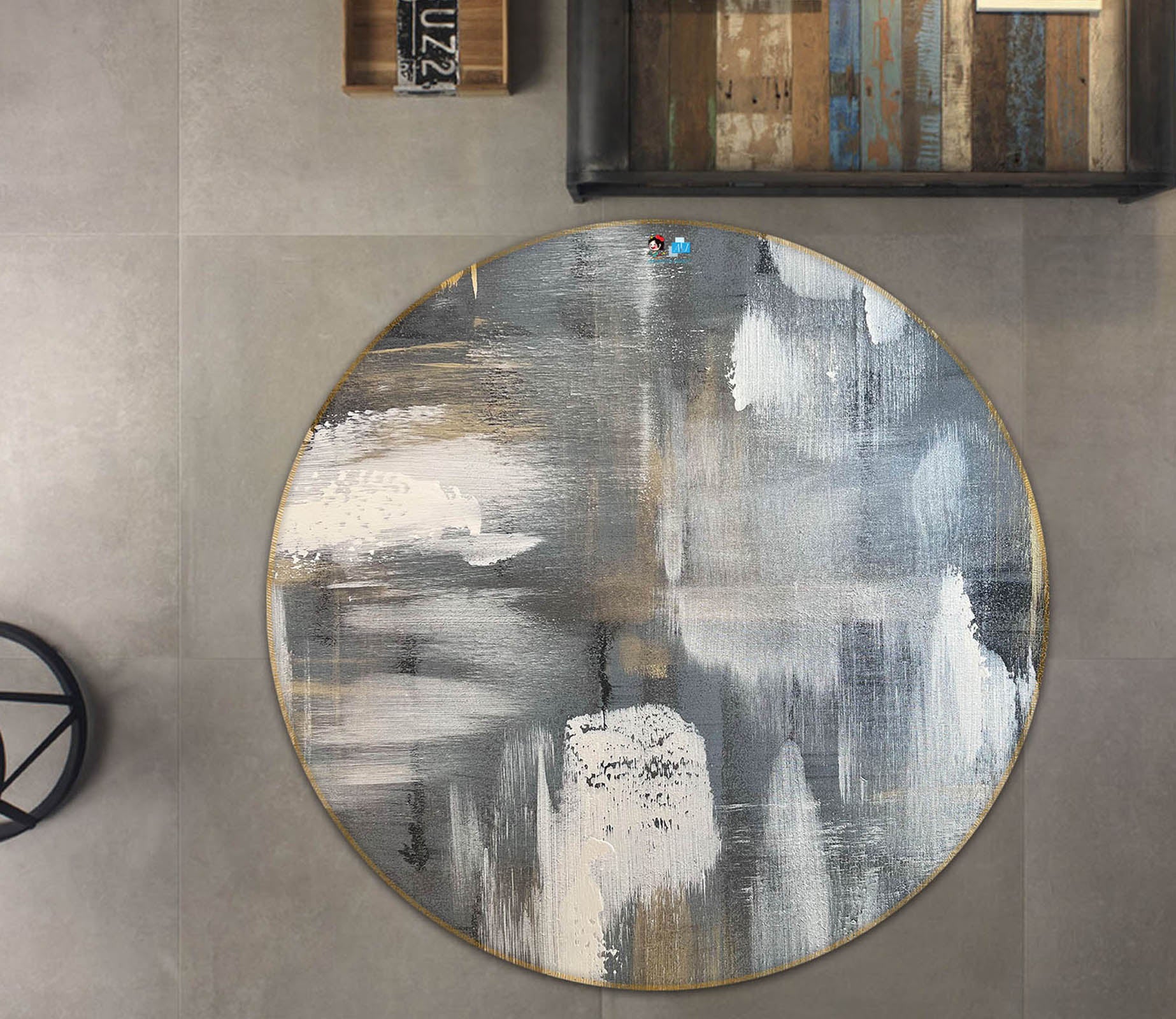 3D Ink Painting 4048 Skromova Marina Rug Round Non Slip Rug Mat