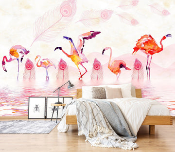 3D Flamingo Playing In The Water 553 Wallpaper AJ Wallpaper 2 