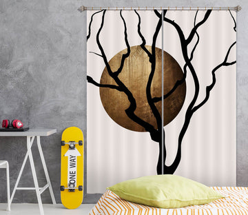 3D Golden Moon Tree 1088 Boris Draschoff Curtain Curtains Drapes Curtains AJ Creativity Home 