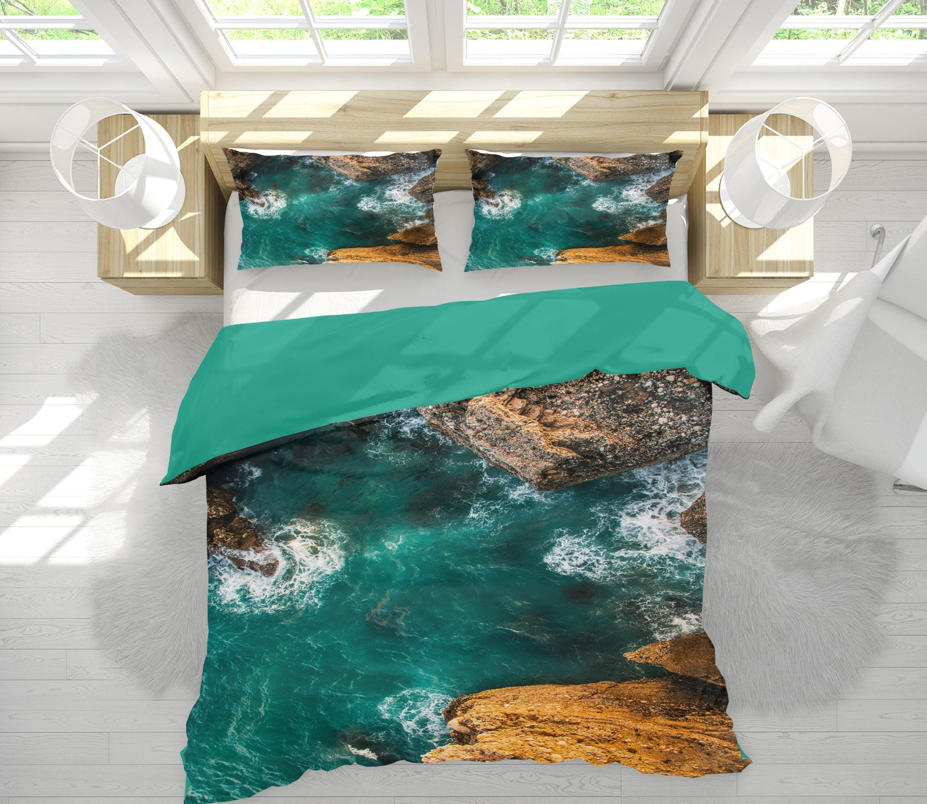 3D Green River 13130 Bed Pillowcases Quilt