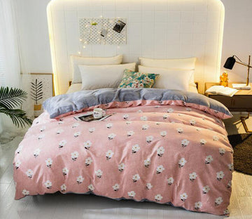 3D Pink White Flower Pattern 3047 Bed Pillowcases Quilt