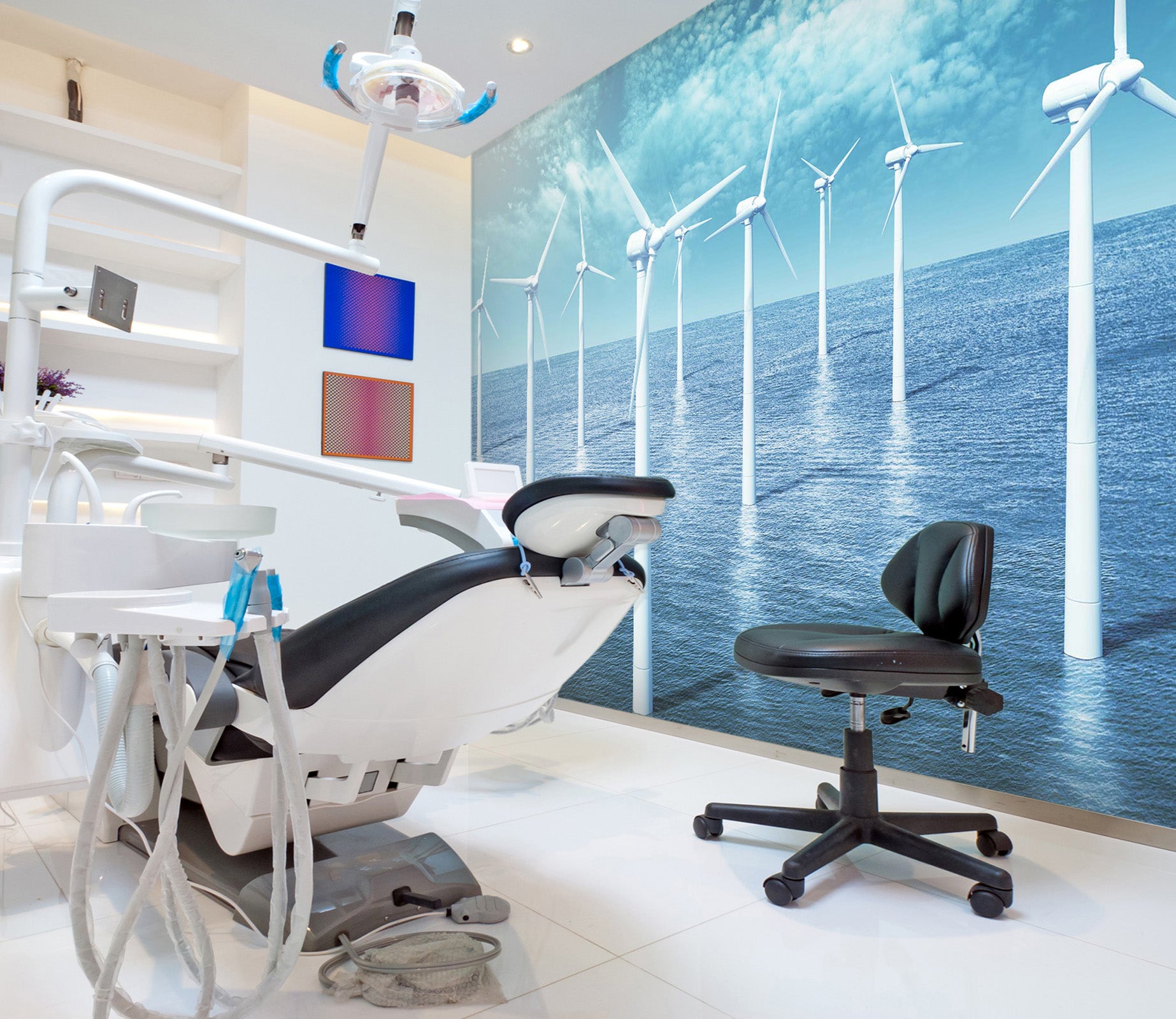 3D White Windmill 341 Wall Murals