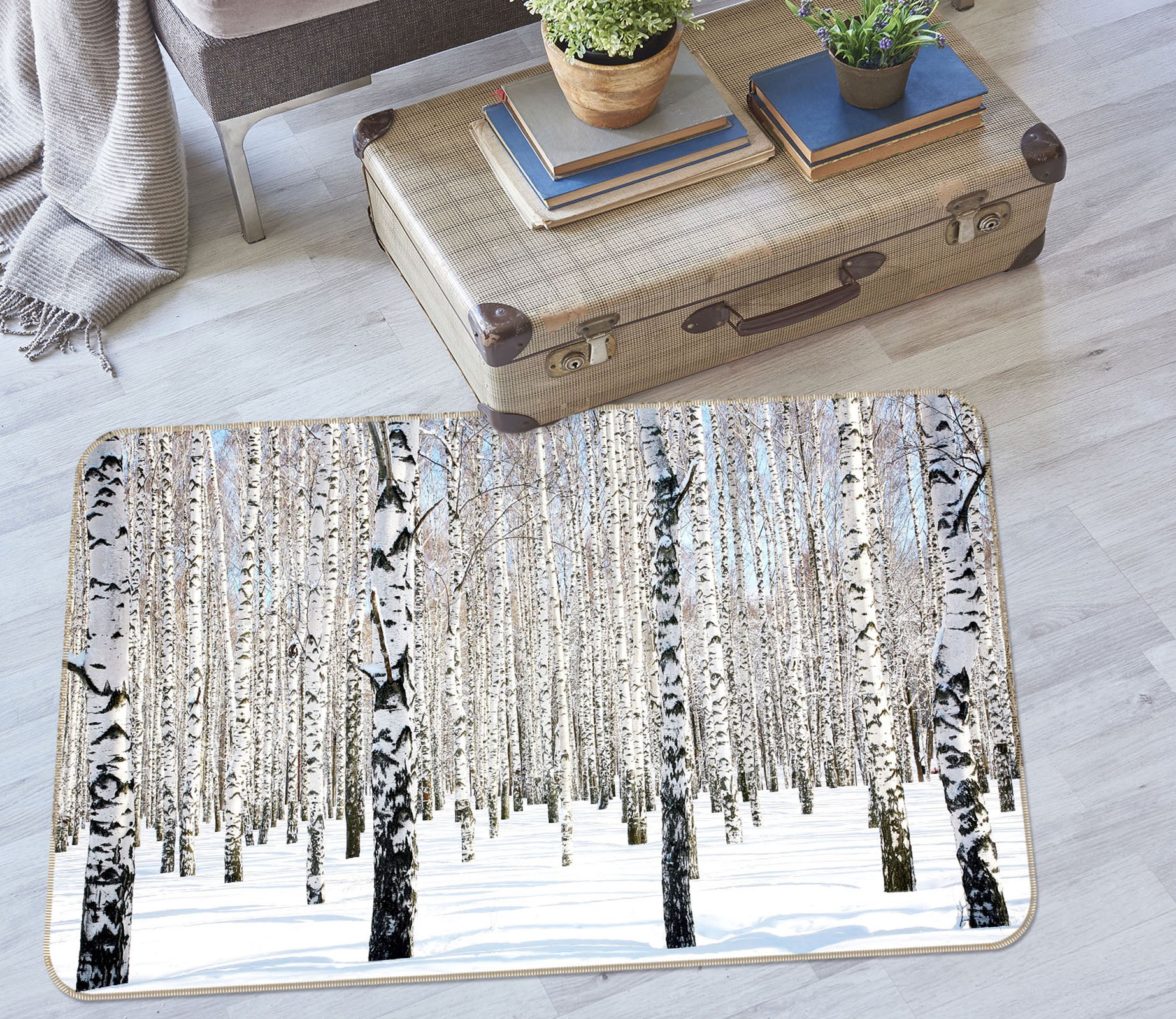 3D Snow Forest 36053 Non Slip Rug Mat