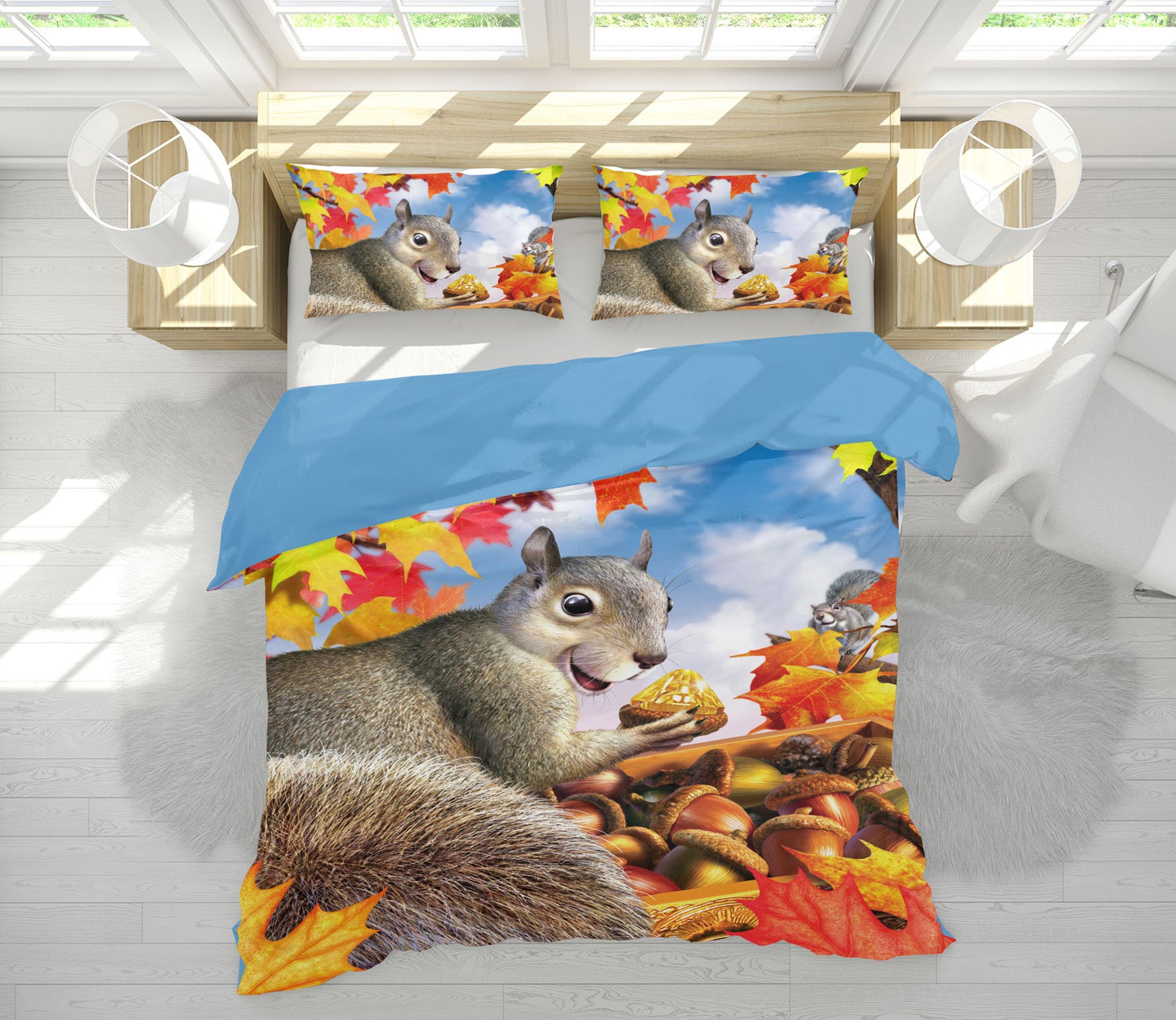 3D Squirrel Treasure 18070 Jerry LoFaro bedding Bed Pillowcases Quilt