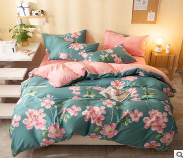 3D Pink Flowers 18074 Bed Pillowcases Quilt