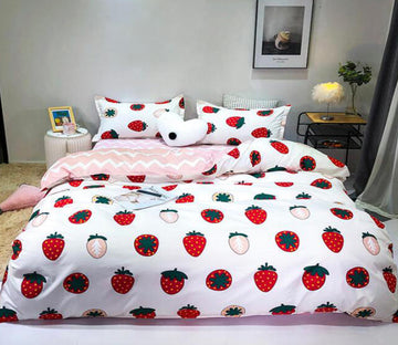 3D Strawberry 3065 Bed Pillowcases Quilt