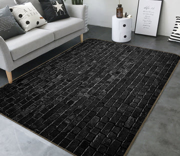 3D Black Brick Wall Pattern 31012 Non Slip Rug Mat
