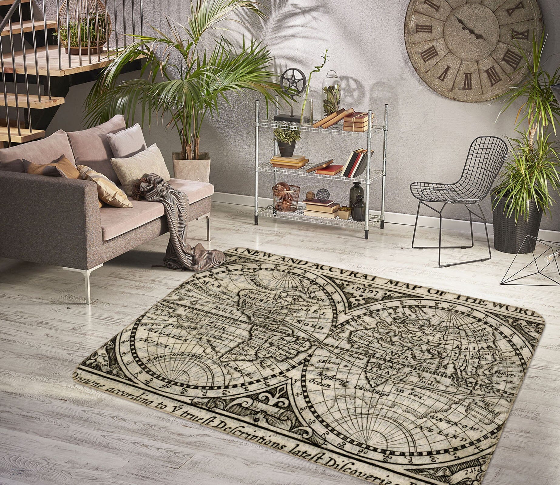 3D Gray Pattern 215 World Map Non Slip Rug Mat Mat AJ Creativity Home 