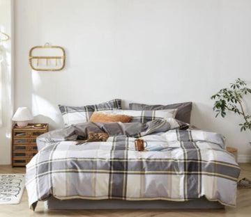 3D Black Yellow Grid 30010 Bed Pillowcases Quilt