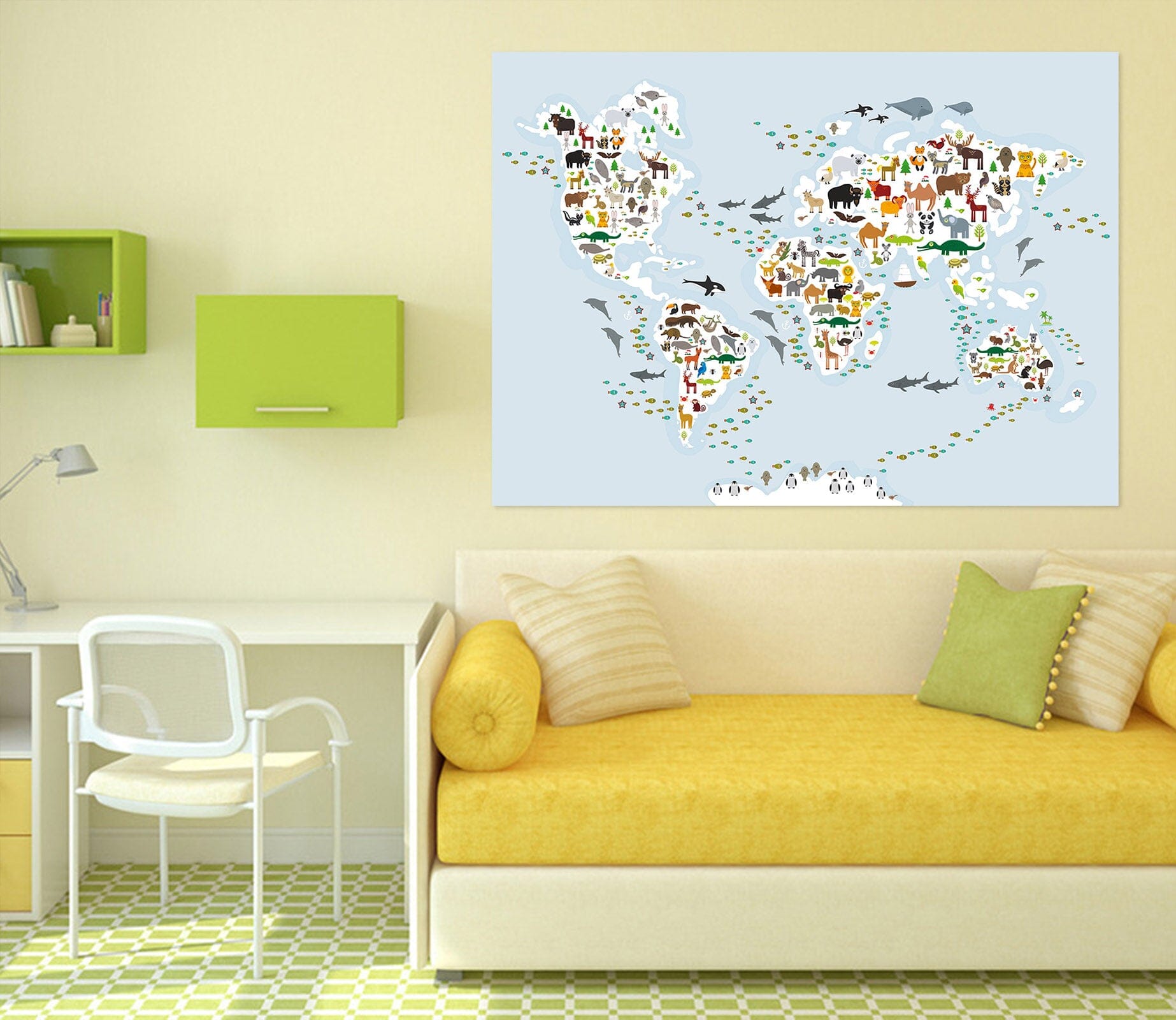 3D Animal Island 268 World Map Wall Sticker Wallpaper AJ Wallpaper 2 