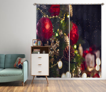 3D Red Ball 52090 Christmas Curtains Drapes Xmas