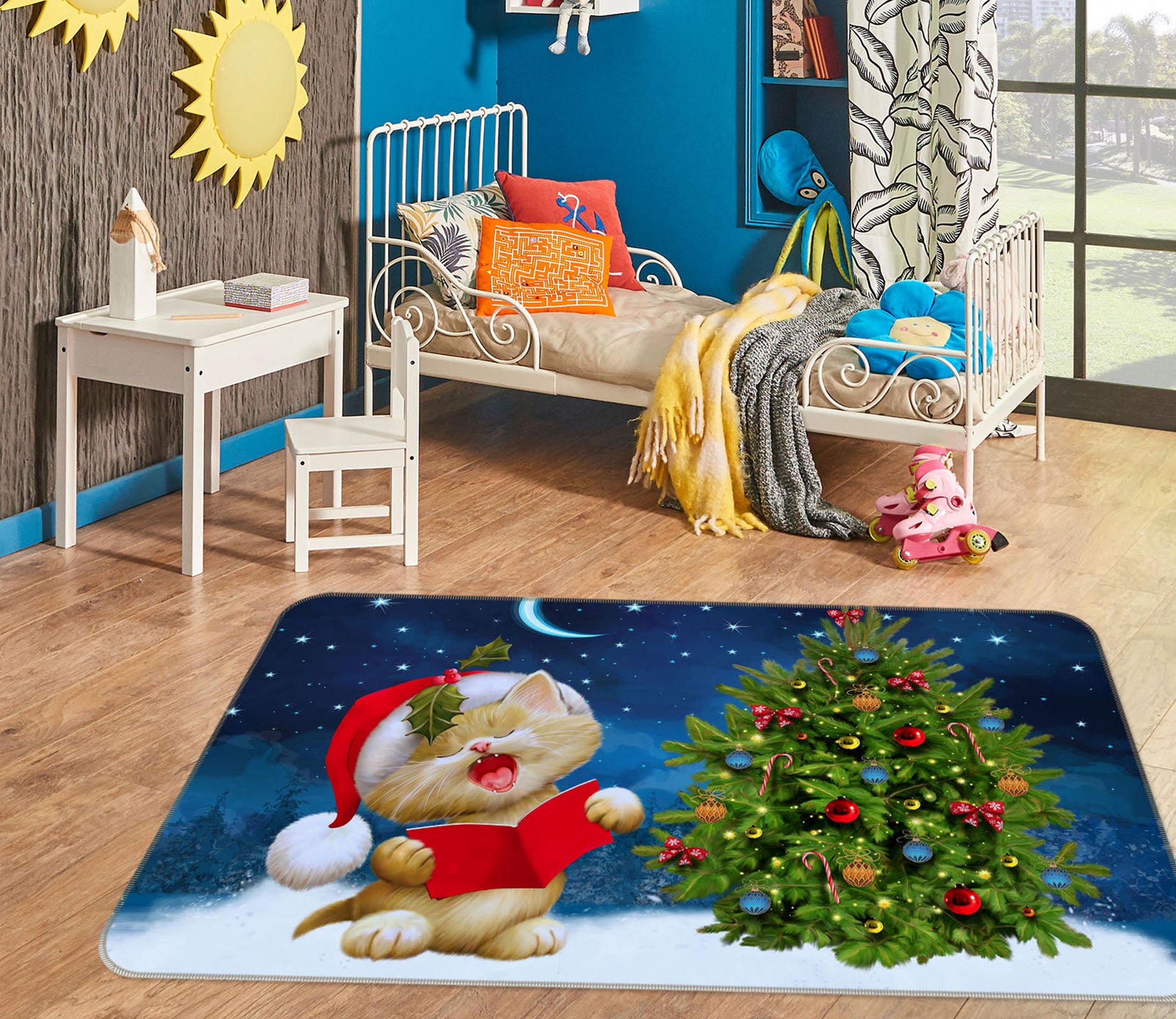 3D Cat Christmas Tree 35129 Non Slip Rug Mat