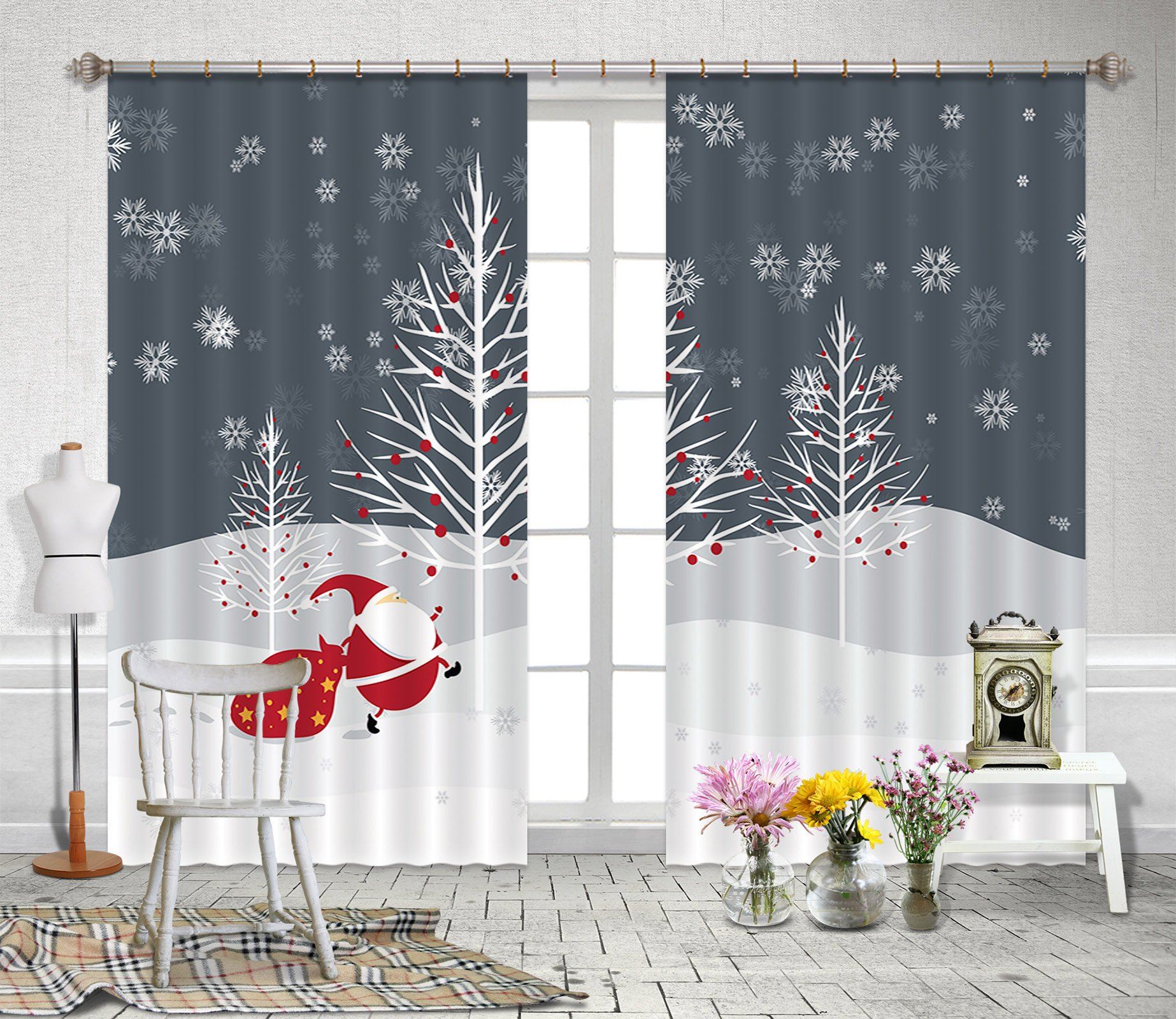 3D Santa Claus Gift 78 Curtains Drapes Curtains AJ Creativity Home 