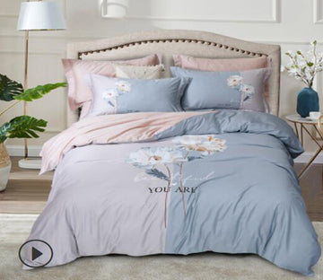 3D Light Gray Blue 20150 Bed Pillowcases Quilt