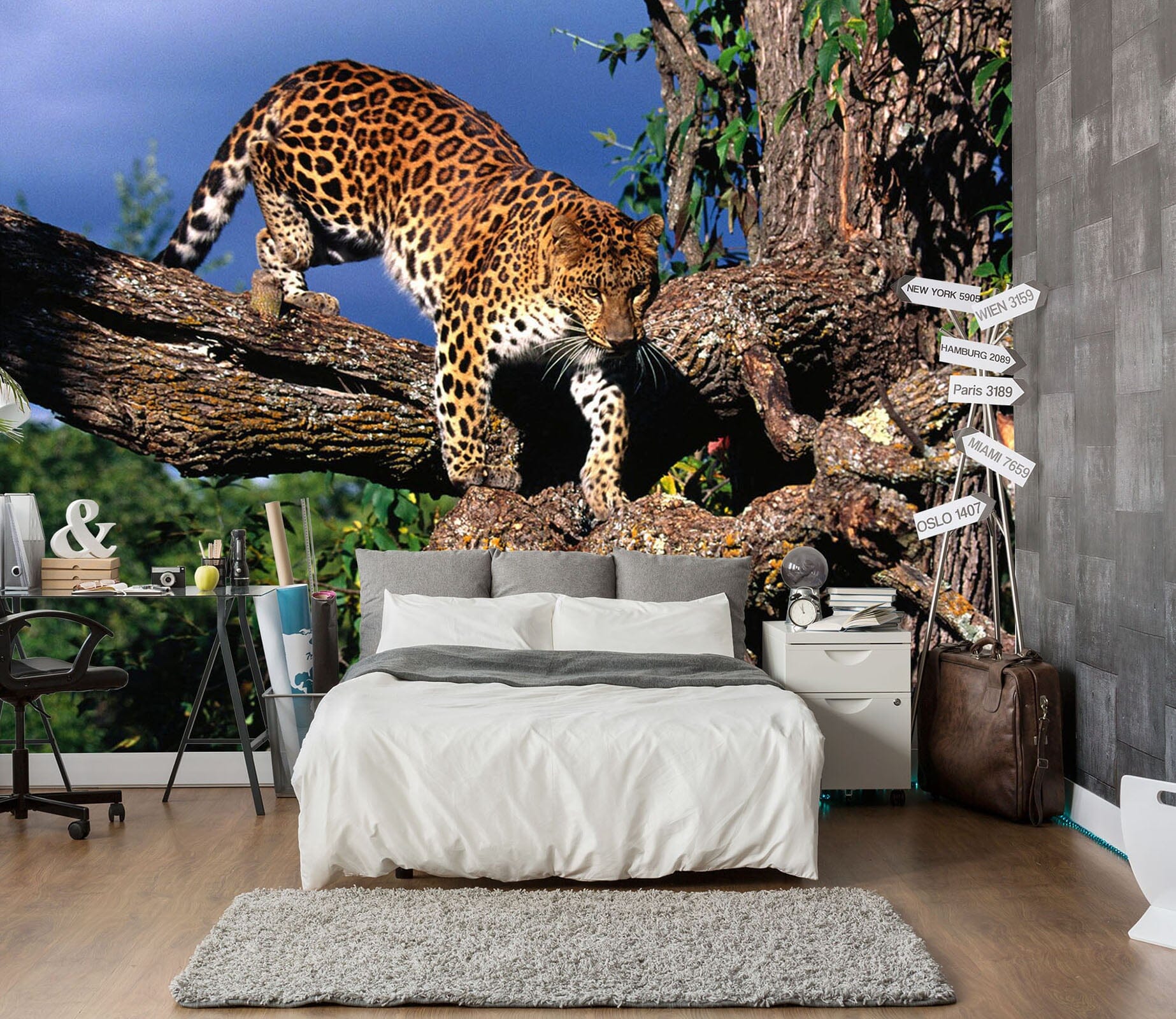3D Leopard Tree 230 Wall Murals Wallpaper AJ Wallpaper 2 