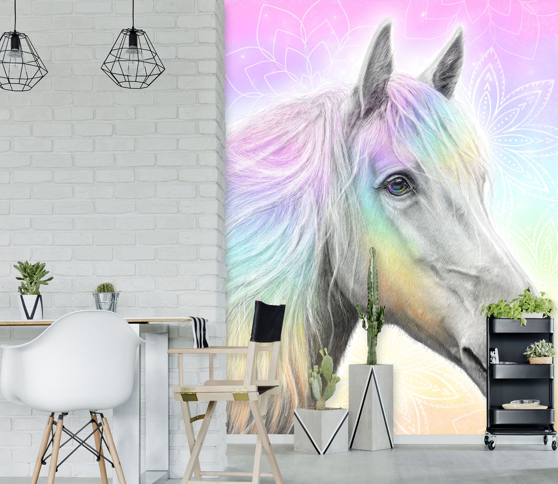 3D Rainbow Horse 8450 Sheena Pike Wall Mural Wall Murals