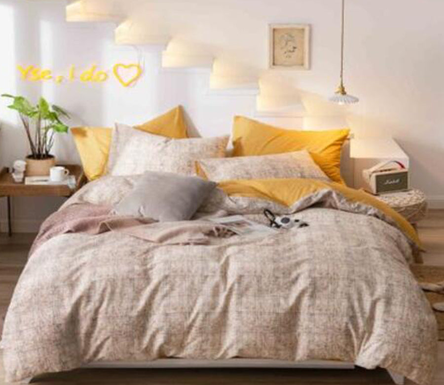3D Light Yellow Pattern 16076 Bed Pillowcases Quilt