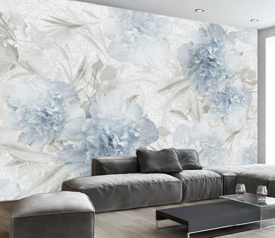 3D Blue Flowers WG145 Wall Murals Wallpaper AJ Wallpaper 2 