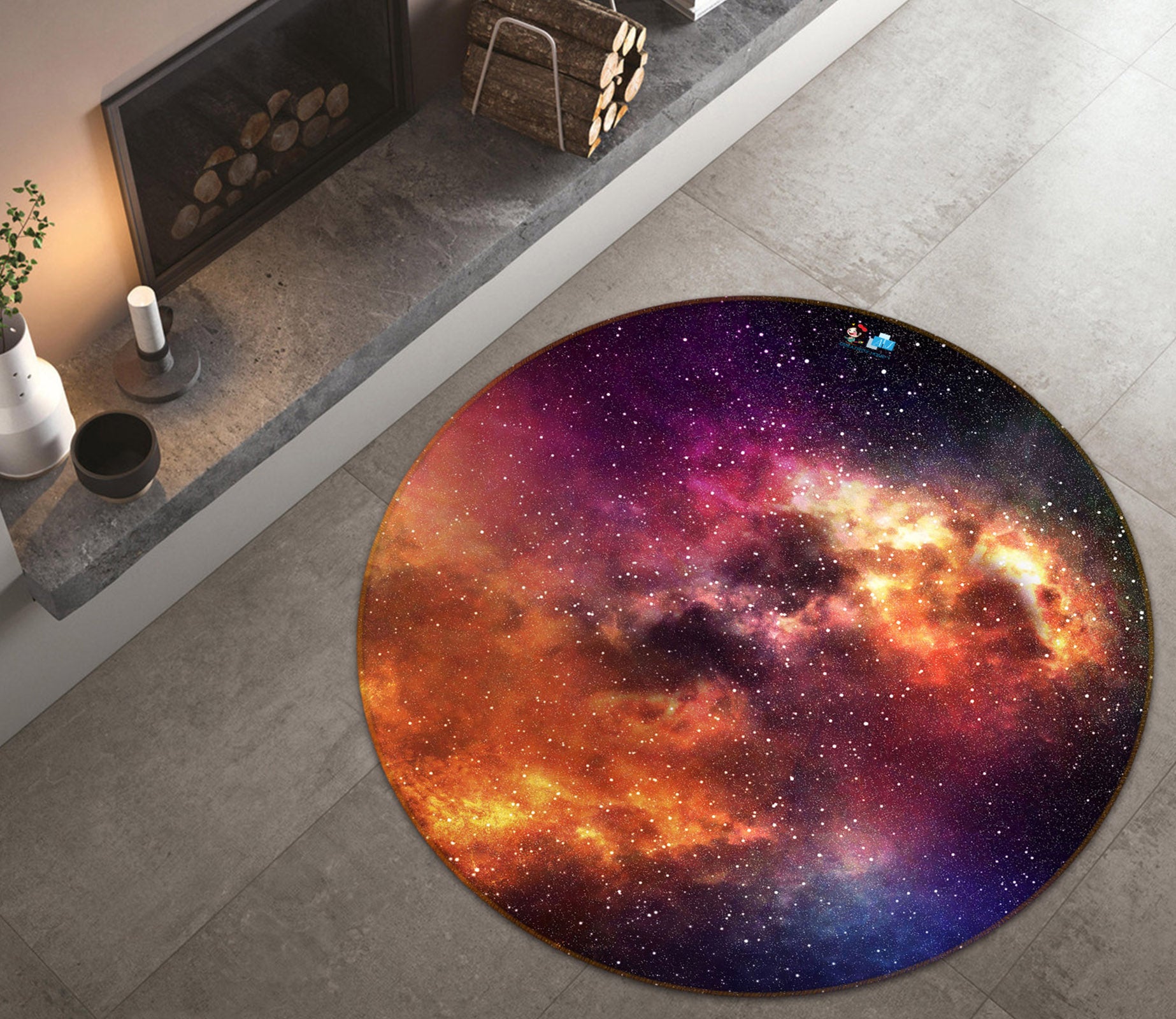 3D Color Starry Sky 81037 Round Non Slip Rug Mat