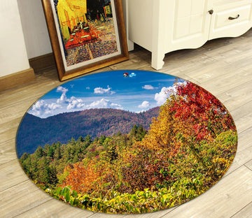 3D Mountain Forest 5058 Beth Sheridan Rug Round Non Slip Rug Mat