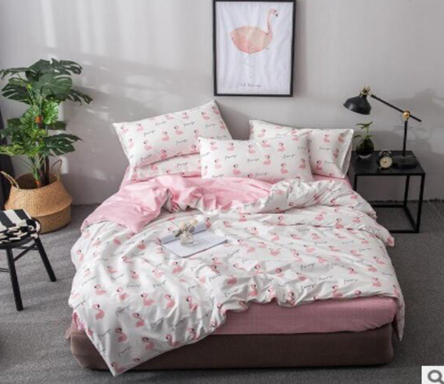 3D Pink Flamingo 17182 Bed Pillowcases Quilt